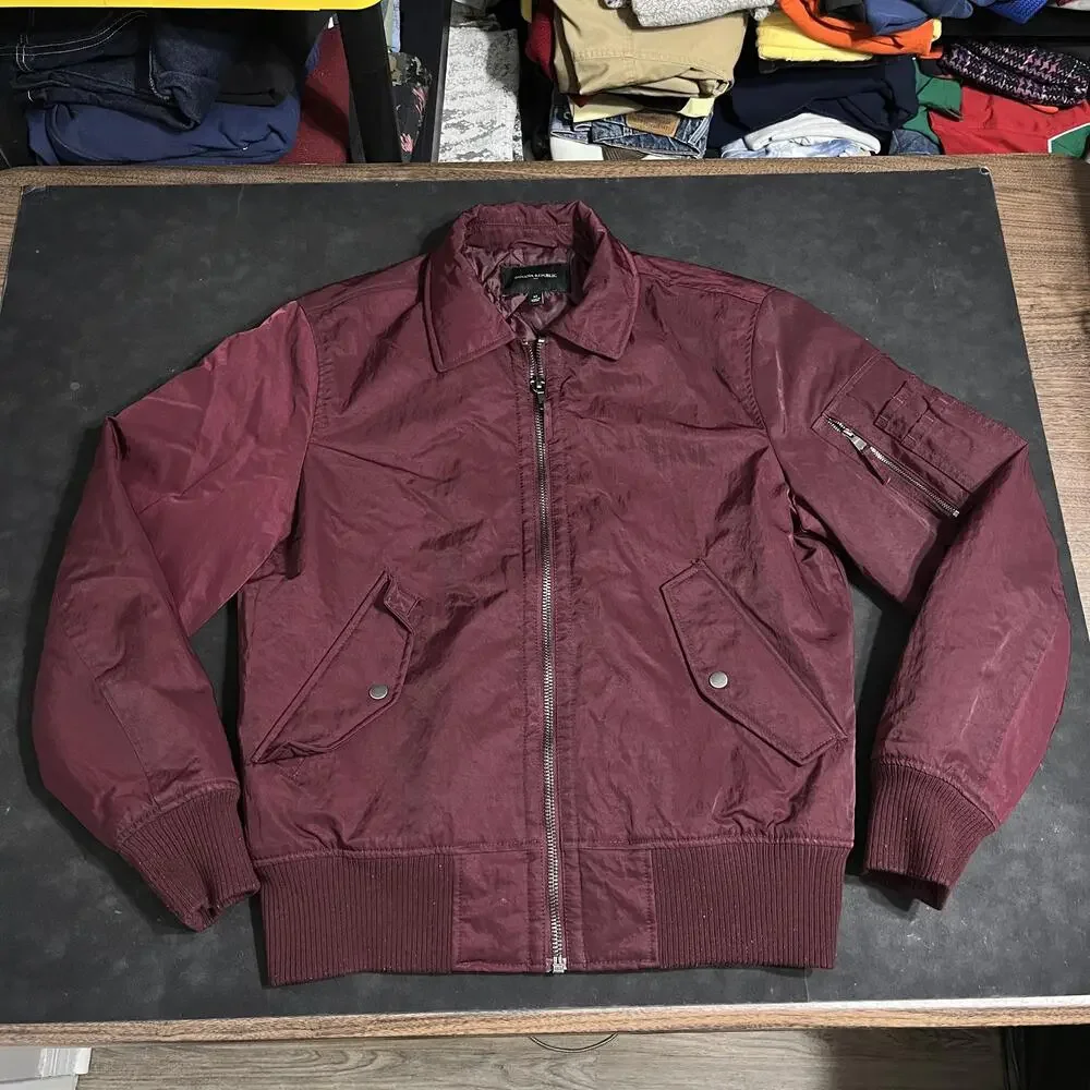 Banana Republic Bomber Jacket Mens Military MA-1 Nylon Zip M65 Army Vintage USMC
